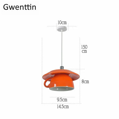 Lámpara colgante de techo moderna DecorBites™ con forma de taza de cerámica