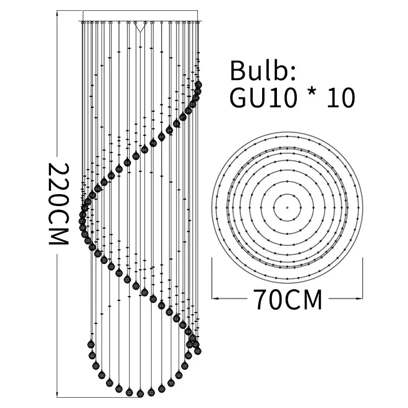 DecorBites™ Crystal Chandelier: Modern LED Staircase Light for Living Room and Lobby
