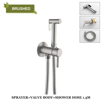 DecorBites™ Brass Bidet Spray: Gold/Black, Hot/Cold Mixer Valve, Bathroom Shattaf Sprayer