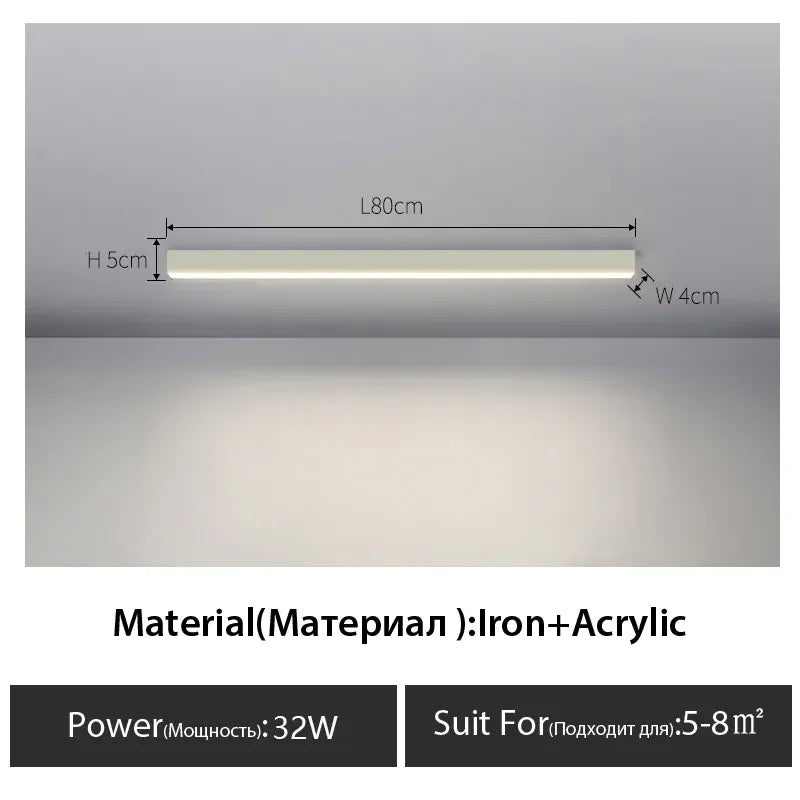 ديكوربايتس™ مصباح سقف LED خطي أسود للممر، غرفة النوم، غرفة الطعام، غرفة المعيشة - تصميم بسيط