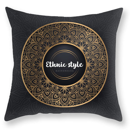 غطاء وسادة DecorBites™ الفاخر المطبوع عليه ماندالا باللون الأسود الذهبي §