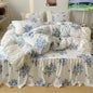 Decobites Korean Princess Flowers Bedding Set - Duvet Cover, Bed Skirt, Pillowcases