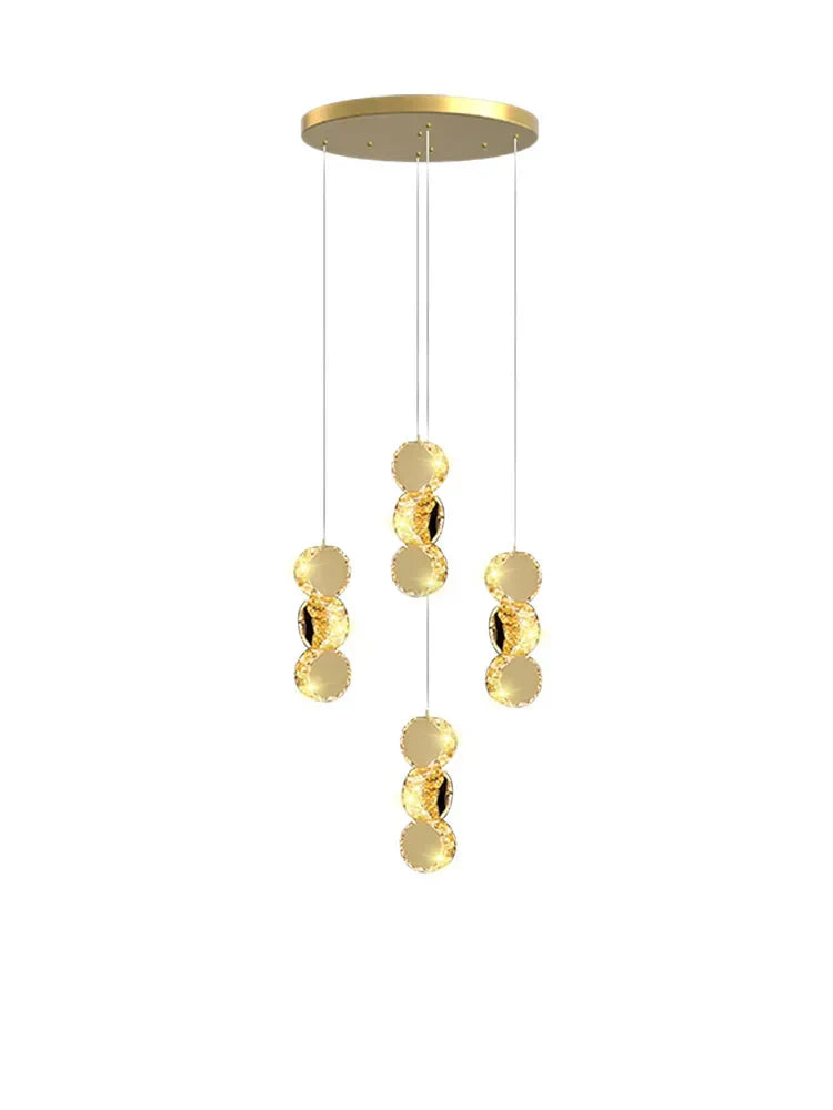 DecorBites™ Gold Crystal Chandeliers LED Pendant Lamp for Modern Living Spaces