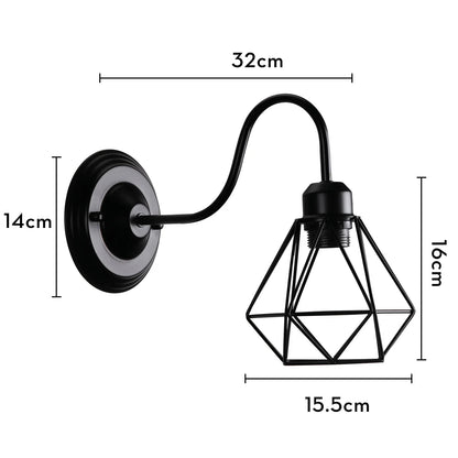 Decorbites™ Industrieller Käfig-Wandlampen Vintage Retro Loft LED Wandleuchte E27