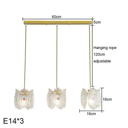 DecorBites™ Carved Glass Pearl Chandelier for Dining Room, Living Bedroom, Study, Balcony - LED Pendant Lighting