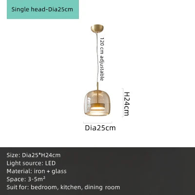 ثريا زجاجية كهرمانية من DecorBites™ لغرفة المعيشة وغرفة النوم والمطبخ والبار