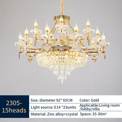 DecorBites™ Crystal Luxury Chandelier for European Style Living Room, Bedroom, and Stairwell