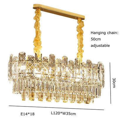 DecorBites™ Gold Lustre Chandelier LED Crystal Light Fixture - Postmodern Luxury Hanging Lamp