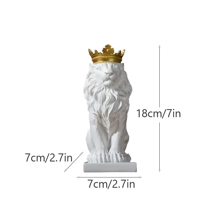 DecorBites™ Golden Crown Lion King Statue 17cm Height Nordic Handicraft Home Office Decor