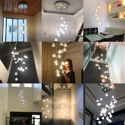 Lámpara de araña LED nórdica DecorBites™ Crystal Ball: Iluminación decorativa moderna para escaleras