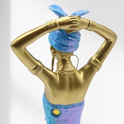 DecorBites™ Golden Female Statue African Tribal Style Portrait Sculpture Home Decor