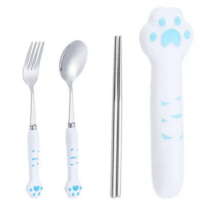 DecorBites™ Kawaii Cat Claw Cutlery Set for Kids - Portable Outdoor Tableware Kit