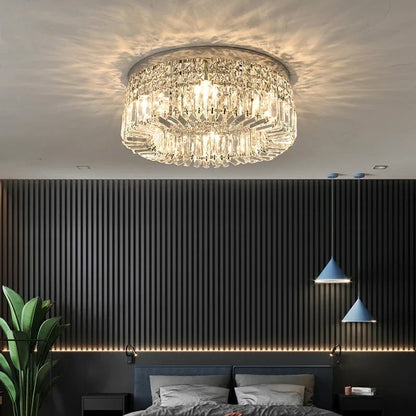 DecorBites™ Golden LED Crystal Round Ceiling Lamp