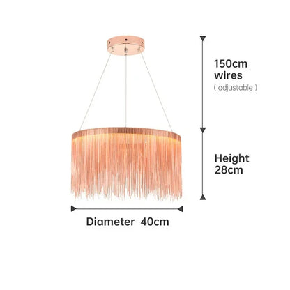 DecorBites™ LED Aluminum Tassel Chandelier: Modern Waterfall Pendant Light for Living Room, Hotel, Hall