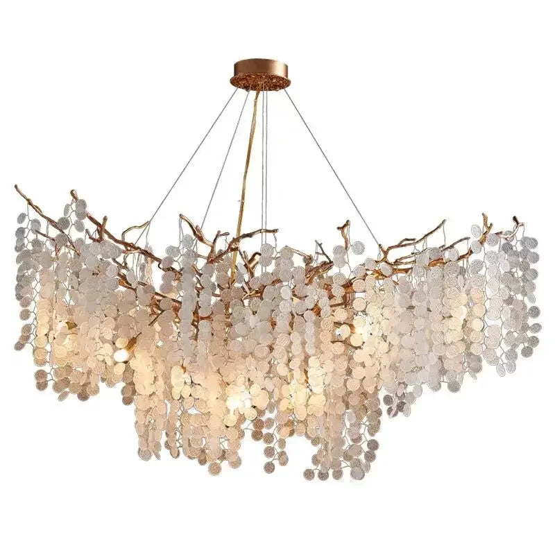 DecorBites™ Grapes Crystal Chandelier: Luxury Golden Copper Pendant Light for Living Room Bedroom