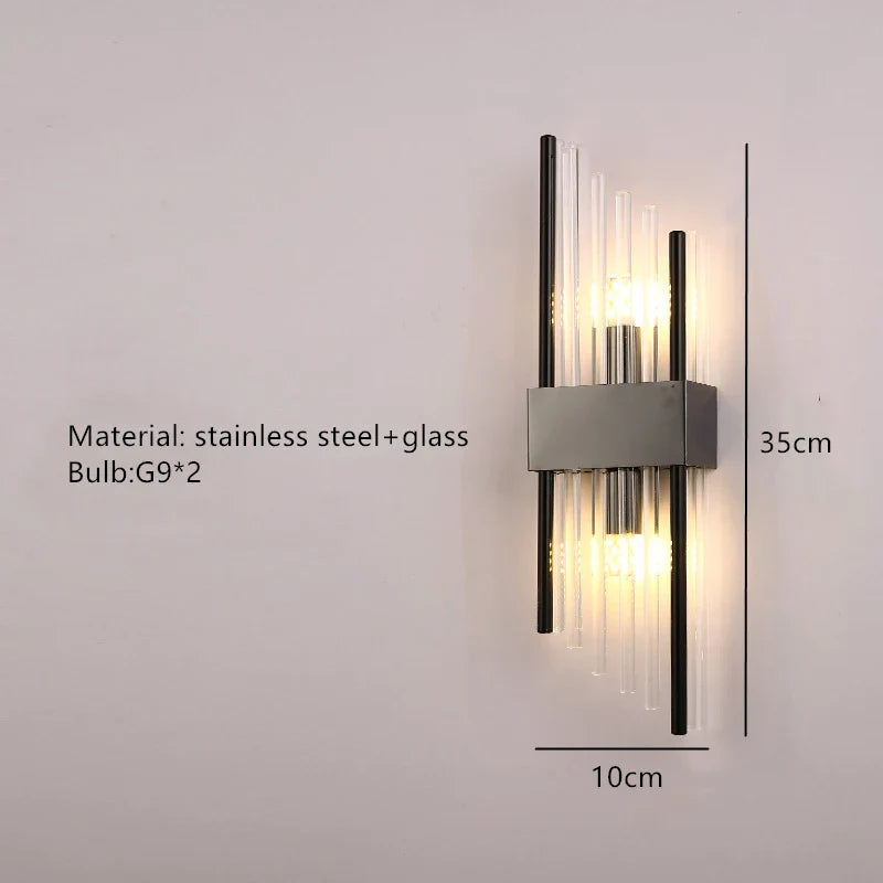 DecorBites™ Clear Crystal LED Wall Lamp Stainless Steel Sconces