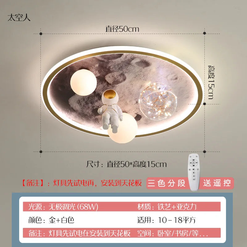 ديكوربايتس™ مصباح سقف LED على شكل رائد فضاء لغرفة نوم الأطفال وغرفة الأطفال والأولاد والبنات