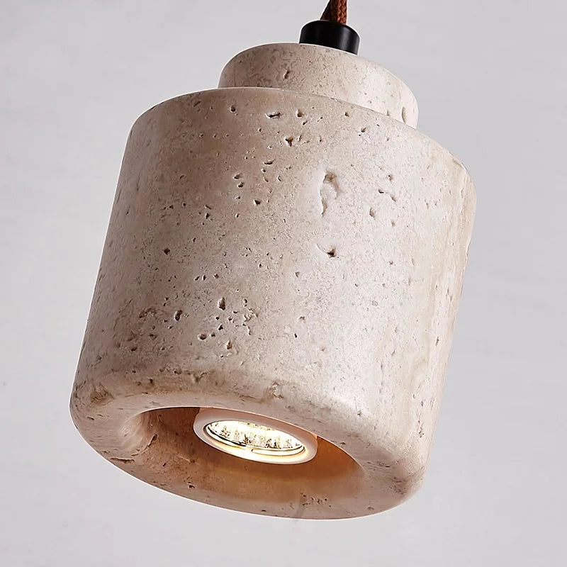 DecorBites™ LED Hanging Light Fixture Yellow Travertine Nordic Wire Adjustable Pendant Lamp