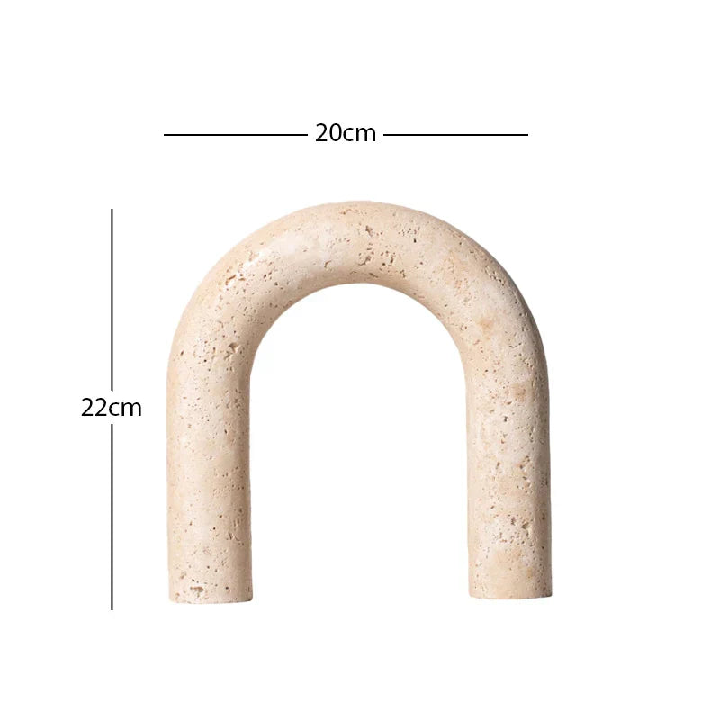 DecorBites™ Archway Shape Travertine Sculpture Figurine Statue for Home Decor