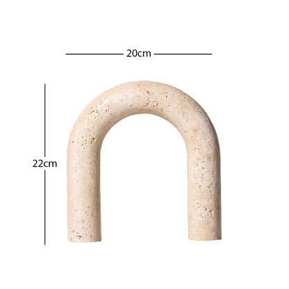 DecorBites™ Archway Shape Travertine Sculpture Figurine Statue for Home Decor