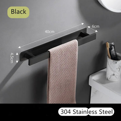 حامل مناشف من الفولاذ الأسود من DecorBites™ - رف مناشف حمام مربع