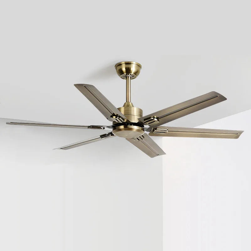 DecorBites™ Large 6-Blade Stainless Steel Ceiling Fan for Living Room, Bedroom, Office