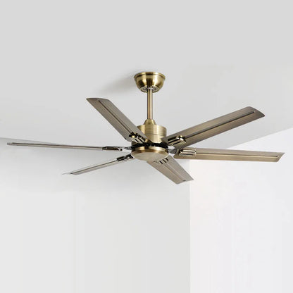 DecorBites™ Large 6-Blade Stainless Steel Ceiling Fan for Living Room, Bedroom, Office