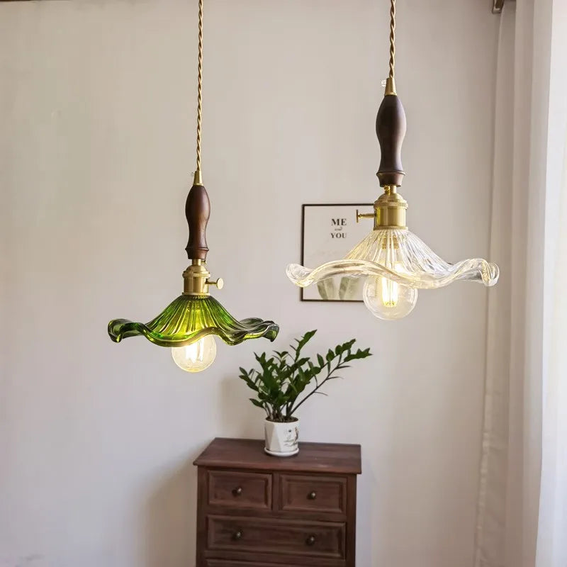 Green Glass Pendant Light Japanese Design Dining