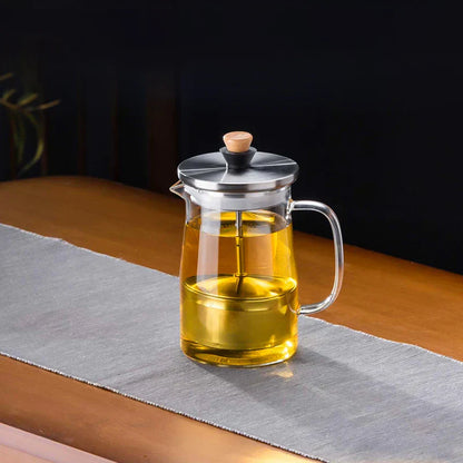 DecorBites™ Glass Tea Pot with Infuser, Heat-Resistant Clear Kettle for Herbal Tea, Teaware