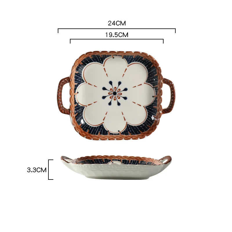 DecorBites™ Japanese Ceramic Baking Bowl with Handle for Microwave Oven and Noodle - 1PCS