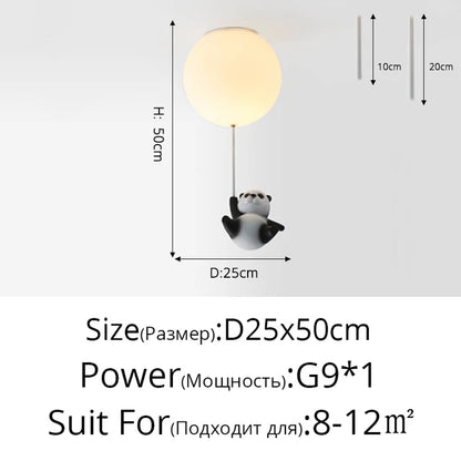 DecorBites™ Kids Cartoon Panda Polar Bear Ceiling Light Chandelier for Boys and Girls' Bedroom