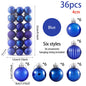 24/36pcs Christmas Balls Decoration Christmas Pine Tree Ornament Red Navy Blue Ball Ornament Xmas Hanging Tree Pendants Navidad