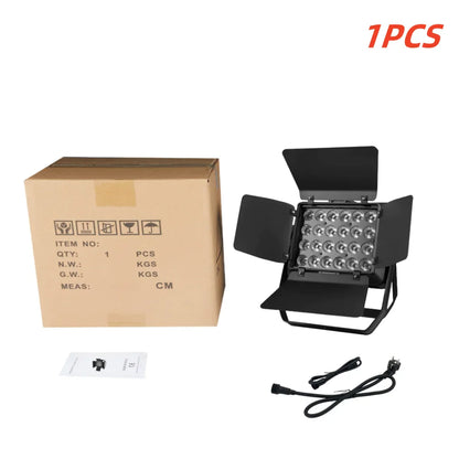 DecorBites™ 24x18W RGBWA UV LED Wall Wash Flood Light مع أبواب الحظيرة