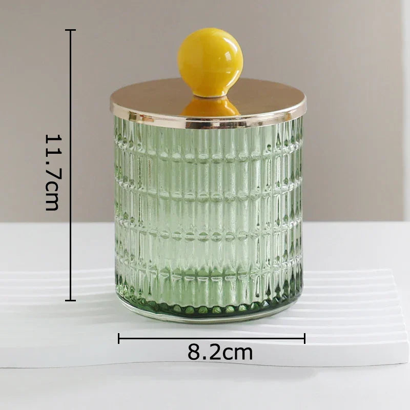 DecorBites™ Glass Tea Canister Candy Pot Ceramic Ball Decorative Storage Jar