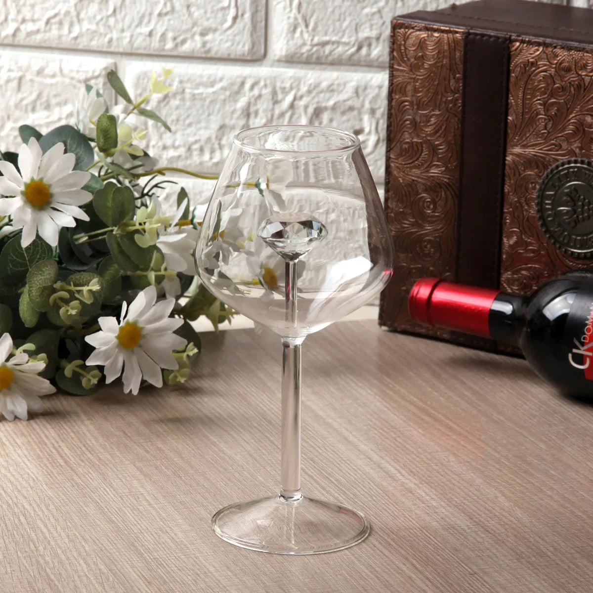 DecorBites™ Clear Diamond Glass Red White Wine Champagne Flutes Goblets - Lovely Gift