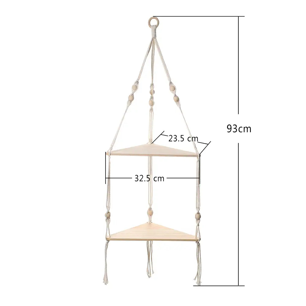DecorBites™ Macrame Wall Hanging Corner Shelf for Boho Decor