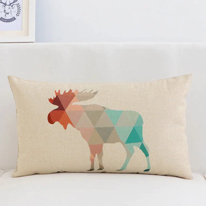 غطاء وسادة قطني من الكتان بتصميم هندسي على شكل غزال من DecorBites™، مقاس 30×50 سم، ديكور منزلي عصري من الشمال الأوروبي