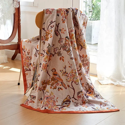 منشفة حمام ديكوربايتس™ قطنية شاشية بنقشة طاووس - ناعمة، لطيفة على البشرة، سريعة الجفاف - 90×180 سم