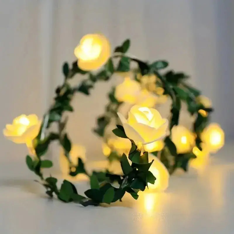 Decorbites™ 1 Stk. 10 LED Rosenblumen-Girlande-Lichter Batteriebetriebene Rosenblumen-Nachtlampe für Hochzeit Valentinstag