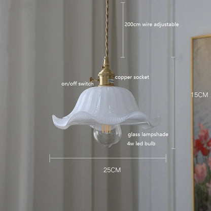 DecorBites™ Green Glass LED Pendant Lamp with Copper Wood Handle for Modern Nordic Home Decor