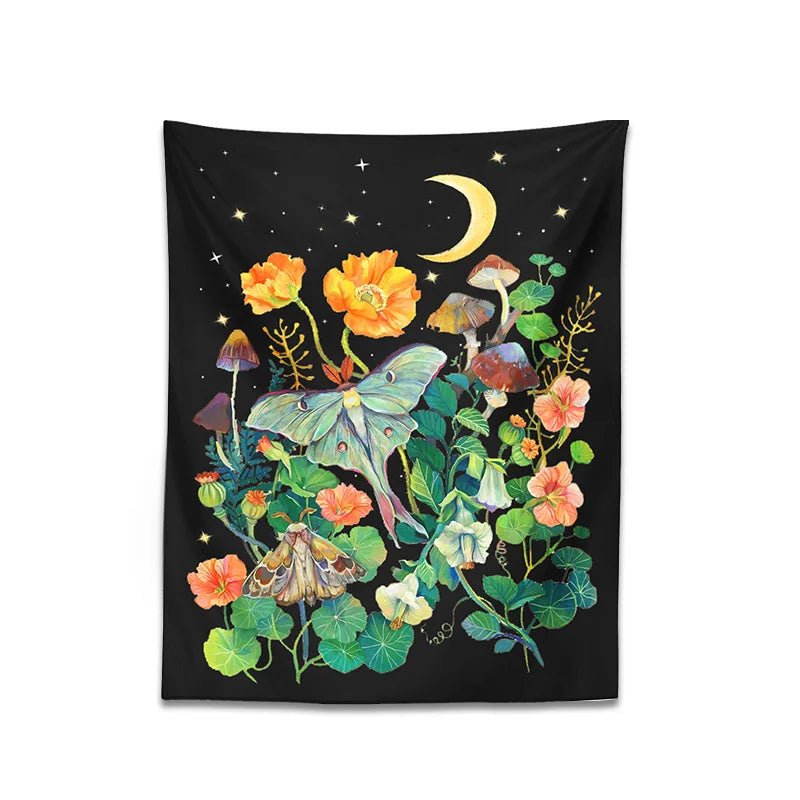 Floral Moon Luna Tapestry for Home Decor by Decobites