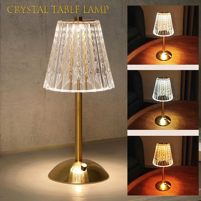 Lámpara de mesa inalámbrica DecorBites™ Crystal Diamond con sensor táctil