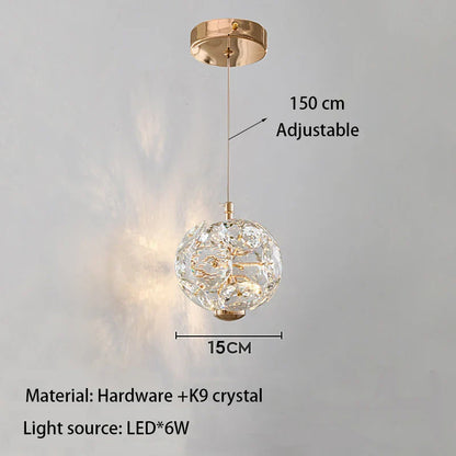 European K9 Crystal Mini Pendant Light in Polished Chrome