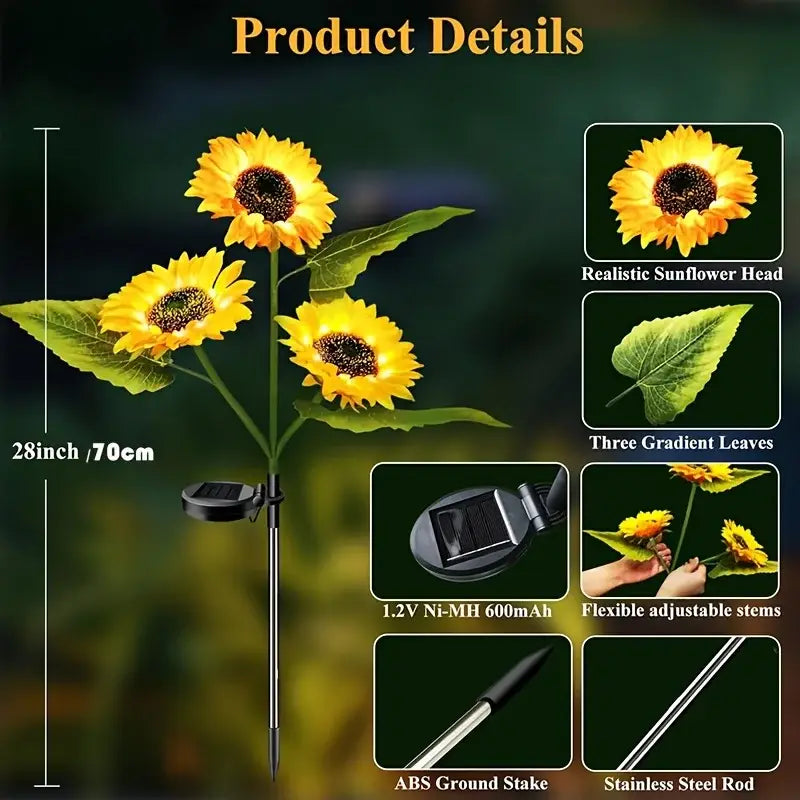 DecorBites™ Sunflower Solar LED Garden Light - Auto Brightness