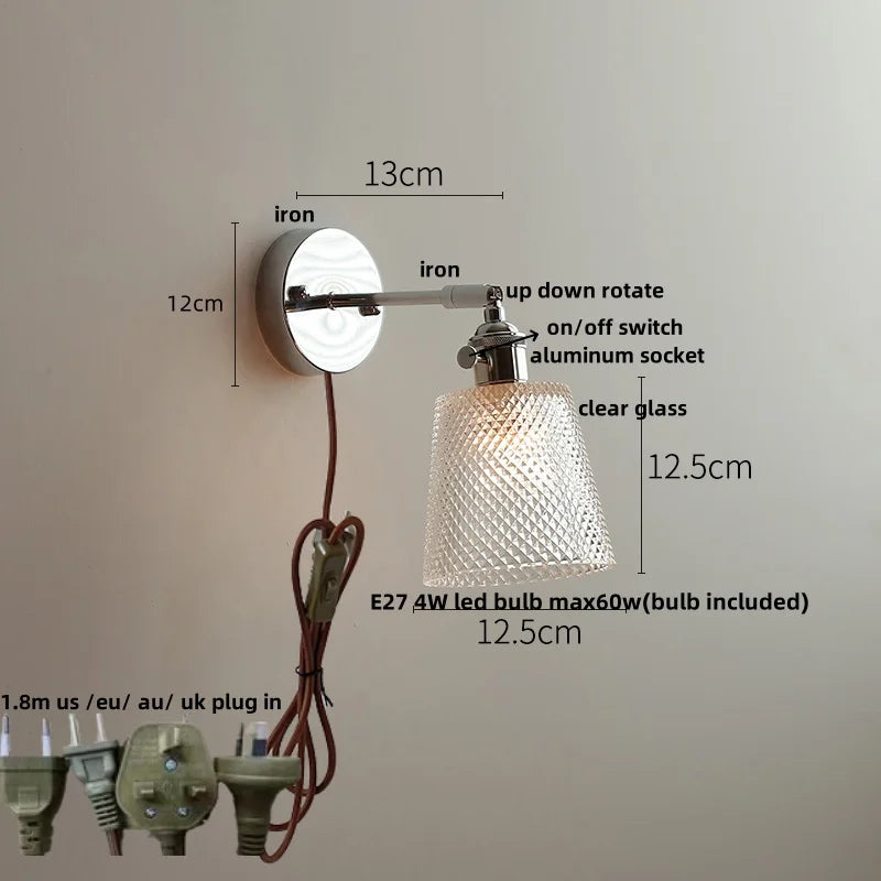 DecorBites™ LED Glass Wall Light Fixture Modern Rotate Bedside Lamp Wandlamp