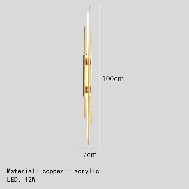 ديكوربايتس™ - شمعدان حائط من الأكريليك والنحاس، 80/100 سم، إضاءة بسيطة لغرفة المعيشة