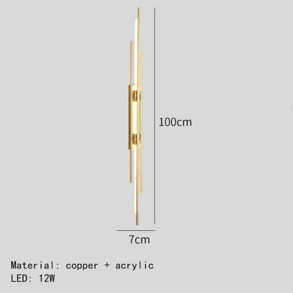 ديكوربايتس™ - شمعدان حائط من الأكريليك والنحاس، 80/100 سم، إضاءة بسيطة لغرفة المعيشة