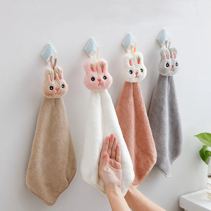 DecorBites™ Cartoon Rabbit Coral Fleece Hand Towel: Soft, Absorbent, Quick-Dry Terry Towel