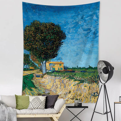 Decobites Van Gogh Inspired Landscape Tapestry Wall Hanging for Witchcraft Aesthetics Room Decor