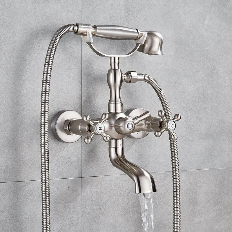 DecorBites™ Dual Handle Luxury Bathtub Faucet with Handheld Shower Mixer